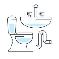 Illustration de canalisations WC et lavabo